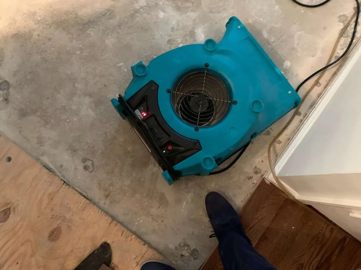 Air mover drying subfloor during Leak Detection & Repair in Fort Hood