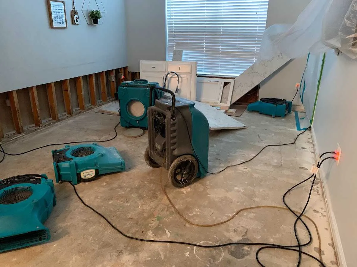 Dehumidifier in flood-cut room for Water Damage Restoration in Fort Hood